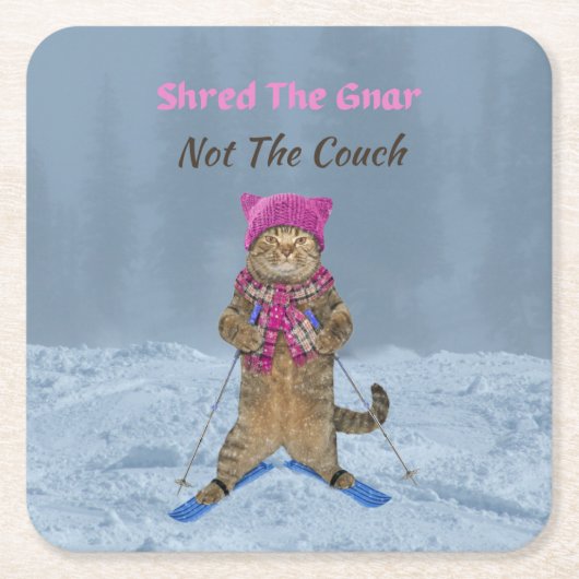 Papieren Onderzetters, versnipperen de Gnar Ski Ca Kartonnen Onderzetters (Voorkant)