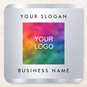 Papieren Onderzetters Voeg Logo Faux Silver Metall