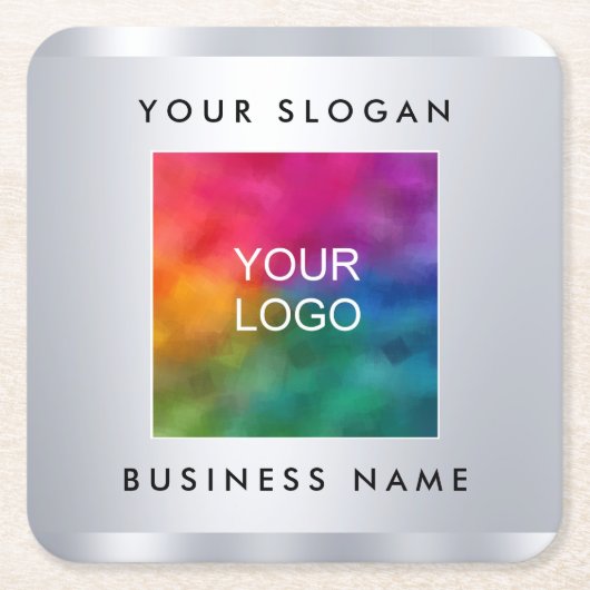 Papieren Onderzetters Voeg Logo Faux Silver Metall (Voorkant)