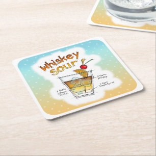 PAPIEREN ONDERZETTERS - WHISKEY SOUR RECIPE COCKTA