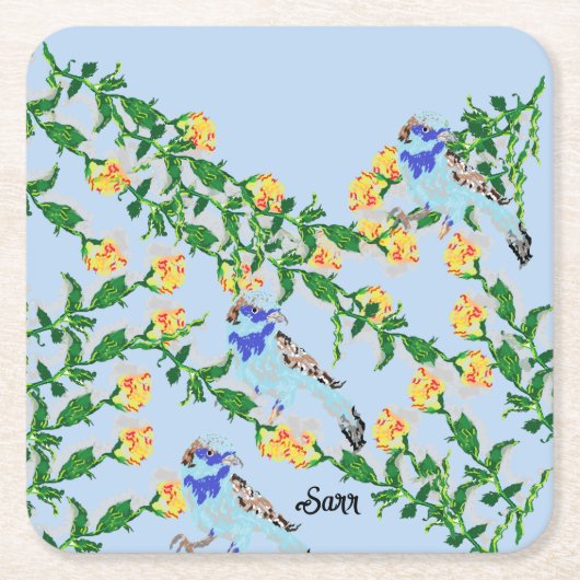 Papieren Onderzetters: Zingende mussen Kartonnen Onderzetters (Voorkant)