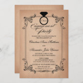 Papieren opvrager en Ornament Engagement Party Kaart (Voorkant / Achterkant)