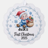 Papieren Ornament-Baby Boy's eerste kerst Ornament (Achterkant)