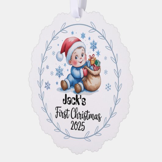 Papieren Ornament-Baby Boy's eerste kerst Ornament (Links)