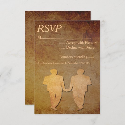  Papieren Overlay Gay Wedding RSVP (Voorkant / Achterkant)