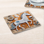 papieren paarden coaster kartonnen onderzetters (Schuin)