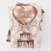 Papieren pakbladen met drie Roos gouden dag Inpakpapier Vel (In situ)