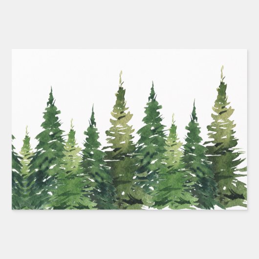 Papieren pakbladen - Waterverf bos Inpakpapier Vel (Voorkant 3)