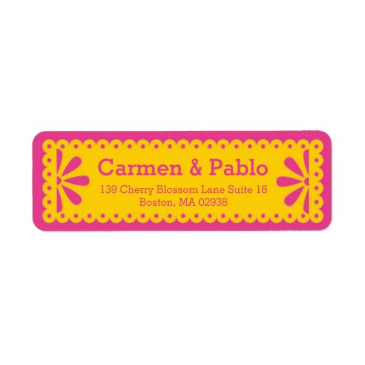 Papieren picado Colorful Mexican Wedding Etiket (Voorkant)
