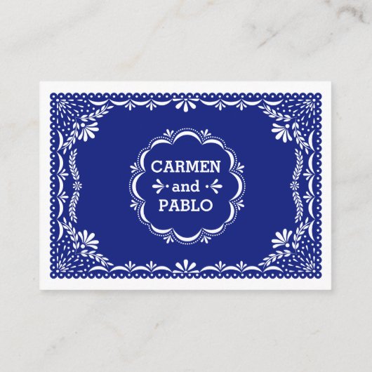 Papieren picado kleurig Mexicaans huwelijk RSVP Informatiekaartje (Achterkant)