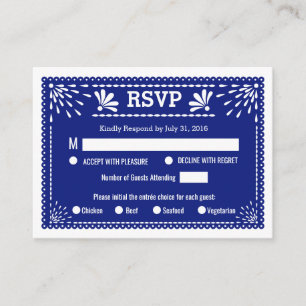 Papieren picado kleurig Mexicaans huwelijk RSVP Informatiekaartje