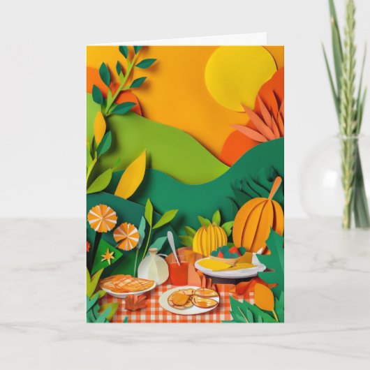 Papieren picknickspreiding kunst kaart (Voorkant)