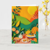 Papieren picknickspreiding kunst kaart (Gele Bloem)