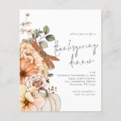 PAPIEREN Pompoen Bloemen Thankgiving Diner uitnodi Flyer (Voorkant)
