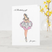 Papieren pop ballerina Happy Birthday Kaart (Gele Bloem)
