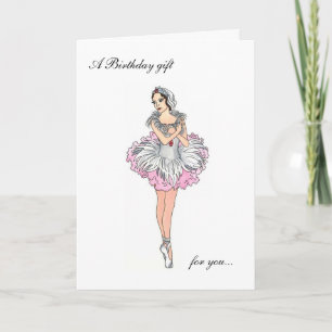 Papieren pop ballerina Happy Birthday Kaart