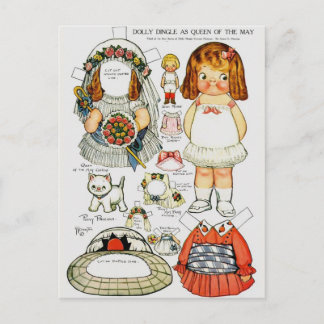 Papieren pop Penelope May Queen papieren poppen an Briefkaart