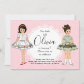 Papieren Poppetje Verjaardagsfeestuitnodiging 2 Kaart (Voorkant)