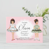 Papieren Poppetje Verjaardagsfeestuitnodiging 2 Kaart (Staand voorkant)