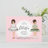 Papieren Poppetje Verjaardagsfeestuitnodiging Kaart (Staand voorkant)