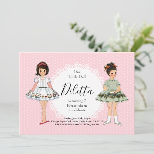 Papieren Poppetje Verjaardagsfeestuitnodiging Kaart (Staand voorkant)