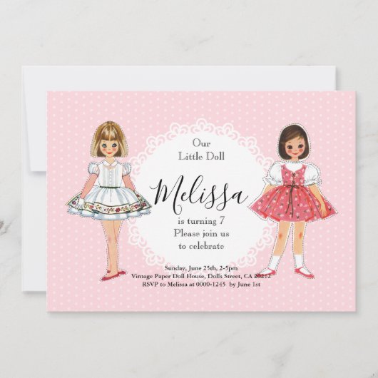  Papieren Poppetje Verjaardagsfeestuitnodiging Kaart (Voorkant)