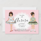 Papieren Poppetje Verjaardagsfeestuitnodiging Kaart (Voorkant)