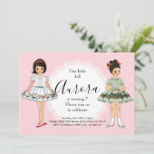 Papieren Poppetje Verjaardagsfeestuitnodiging Kaart (Staand voorkant)