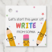 Papieren potlood terug naar het schoolplein bedankjes labels (Voorkant)