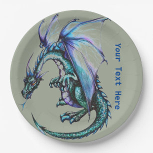 Papieren producten van turquoise blue Dragon Bordje