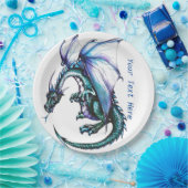 Papieren producten van turquoise blue Dragon Bordje (Feest)