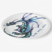 Papieren producten van turquoise blue Dragon Bordje (Gekanteld)