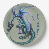 Papieren producten van turquoise blue Dragon Papieren Bordje (Voorkant)