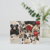 Papieren Rozen & Beren Valentijn Briefkaart (Staand voorkant)