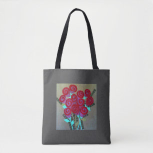Papieren Rozen Canvas tas