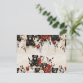 Papieren Rozen & Zwarte Beren Valentijn Briefkaart (Staand voorkant)