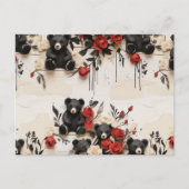 Papieren Rozen & Zwarte Beren Valentijn Briefkaart (Voorkant)