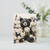 Papieren Rozen & Zwarte Beren Valentijn Briefkaart (Staand voorkant)