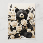 Papieren Rozen & Zwarte Beren Valentijn Briefkaart (Voorkant)