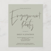 PAPIEREN Script Engagement Party Sage Groen uitnod Flyer (Voorkant)