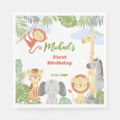 Papieren servet 1e verjaardag met schattige dieren (Voorkant)