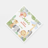 Papieren servet 1e verjaardag met schattige dieren (Hoek)