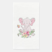 Papieren servet Baby roze olifant bloemig (Voorkant)