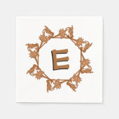 Papieren servet - bladeren in cirkel met Initiaal (Voorkant)