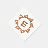 Papieren servet - bladeren in cirkel met Initiaal (Hoek)