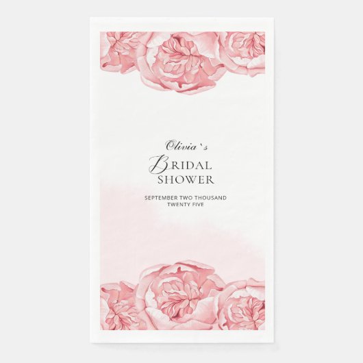 Papieren servet Bruidsdouche Pioenrozen (Voorkant)