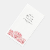 Papieren servet Bruidsdouche Pioenrozen (Hoek)