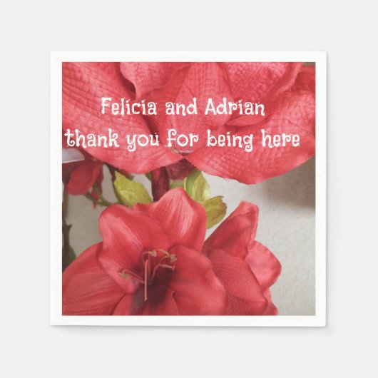 Papieren servet bruiloft amaryllis rood (Voorkant)