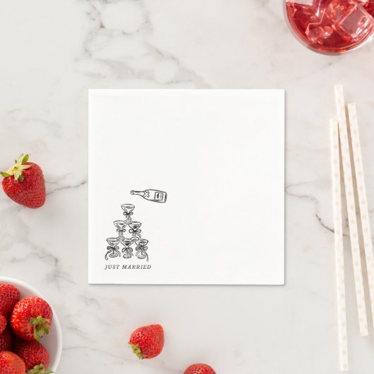 Papieren servet - Champagnetoren net getrouwd (Insitu)