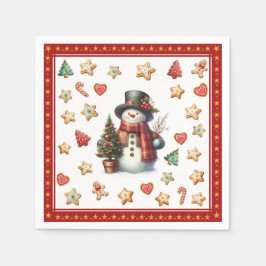 Papieren servet cocktail sneeuwpop Kerstkoekjes